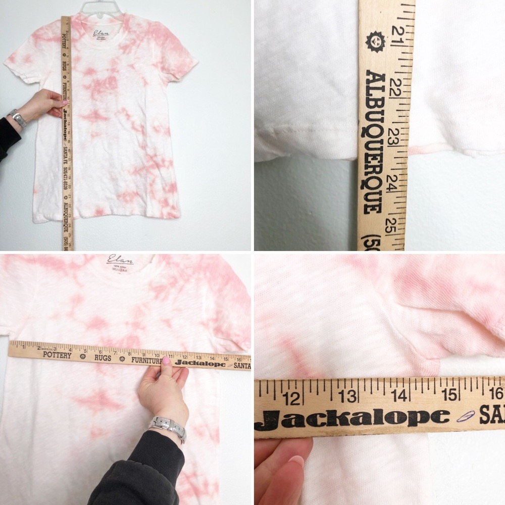 Elan Tie Dye Baby Tee Distressed Short Sleeve Raw Hem T-shirt XS Booomingdales - Picture 2 of 9